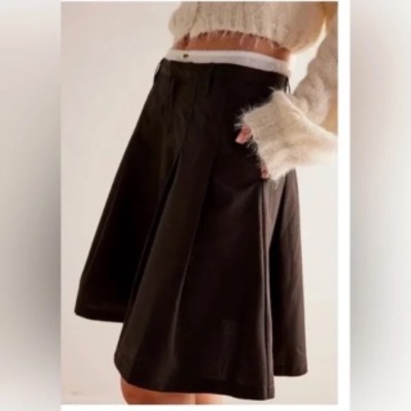 We The Free Dresses & Skirts - We The Free Suiting Pleated Skater Mini Skirt Chocolate Combo Brown